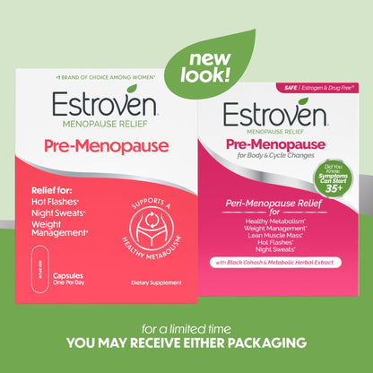 Estroven Pre-Menopause Relief, 30 Ct., Clinically Proven Ingredients, Provides Menopause Relief plus Night Sweats & Hot Flash Relief, Drug-Free or Estrogen Free - Maple Wellness Supplements