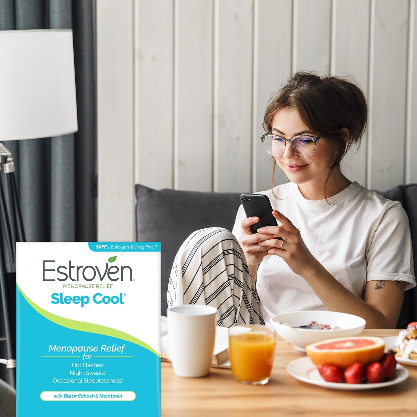 Estroven Sleep Cool for Menopause Relief, 30 Ct, Sleep Support Supplement With Clinically Proven Ingredients to Relieve Menopause Symptoms plus Night Sweats & Hot Flash Relief, Drug-No & Gluten-No - Maple Wellness Supplements