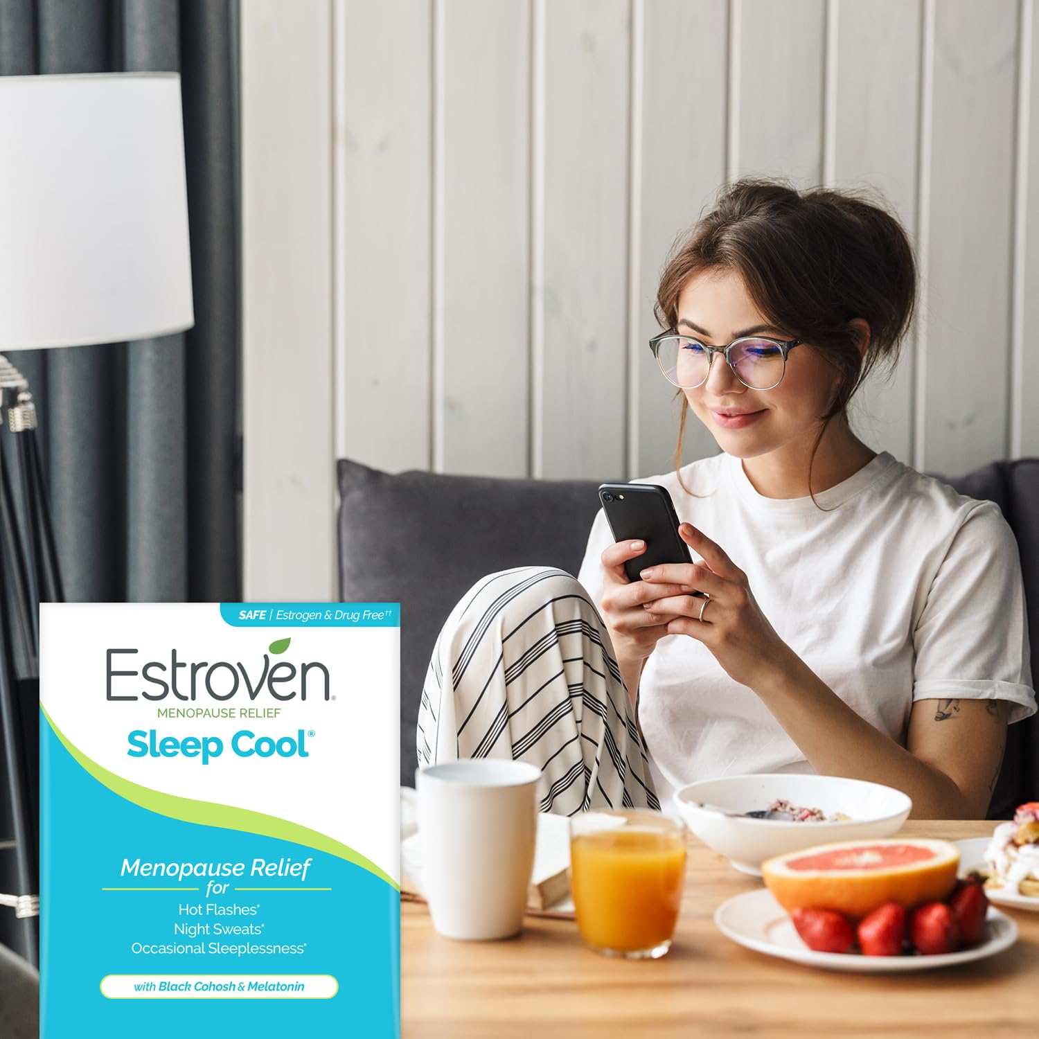 Estroven Sleep Cool for Menopause Relief, 30 Ct, Sleep Support Supplement With Clinically Proven Ingredients to Relieve Menopause Symptoms plus Night Sweats & Hot Flash Relief, Drug-No & Gluten-No - Maple Wellness Supplements