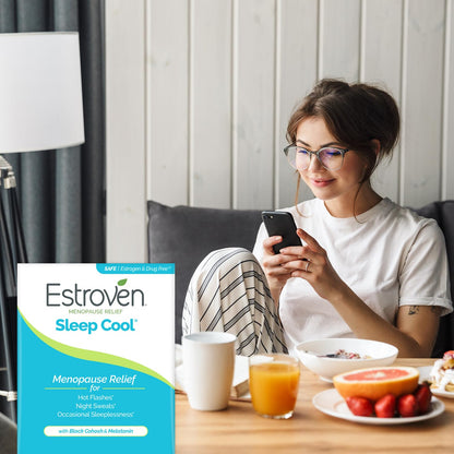 Estroven Sleep Cool for Menopause Relief, 30 Ct, Sleep Support Supplement With Clinically Proven Ingredients to Relieve Menopause Symptoms plus Night Sweats & Hot Flash Relief, Drug-No & Gluten-No - Maple Wellness Supplements