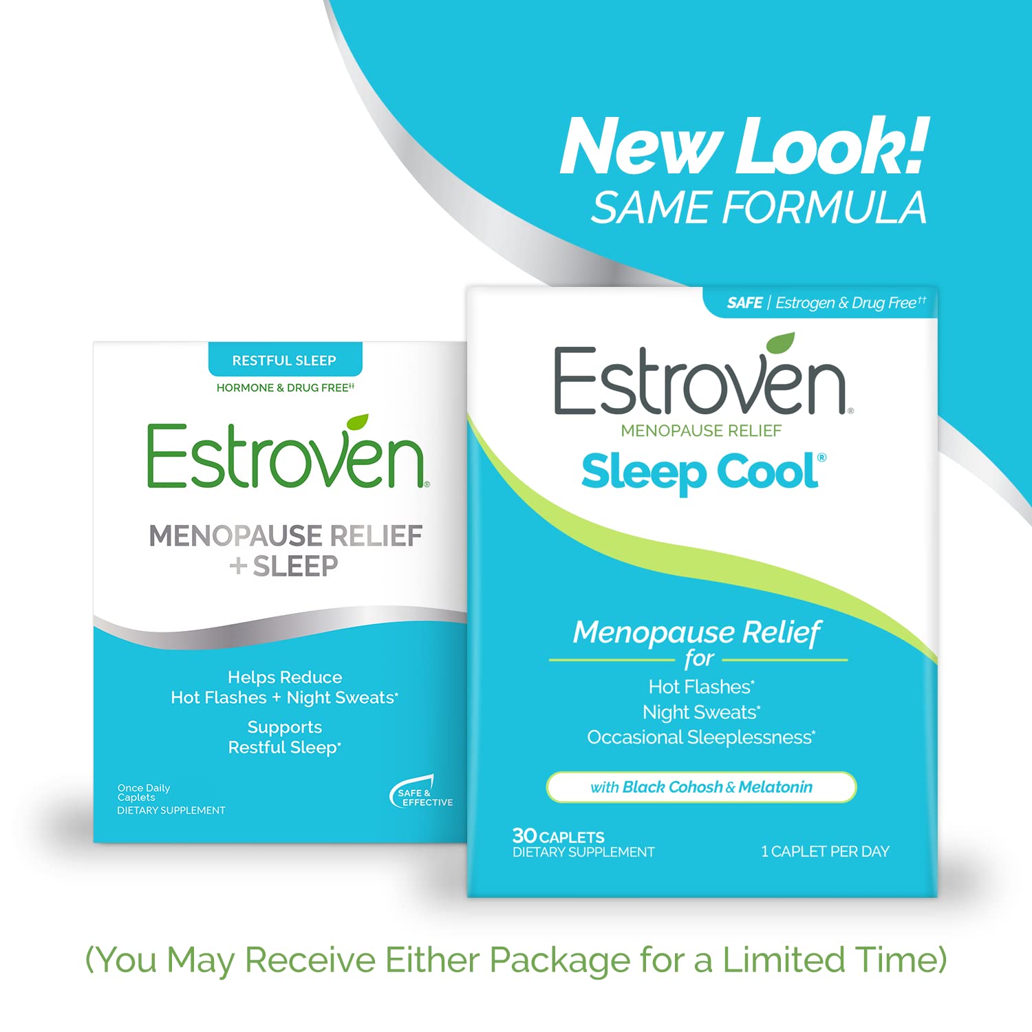 Estroven Sleep Cool for Menopause Relief, 30 Ct, Sleep Support Supplement With Clinically Proven Ingredients to Relieve Menopause Symptoms plus Night Sweats & Hot Flash Relief, Drug-No & Gluten-No - Maple Wellness Supplements