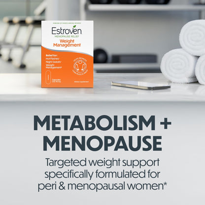 Estroven Weight Management for Menopause Relief - 30 Ct. - Clinically Proven Ingredients Help Manage Weight, Provide Night Sweats & Hot Flash Relief* Drug-Free & Gluten-Free Caplets - Maple Wellness Supplements