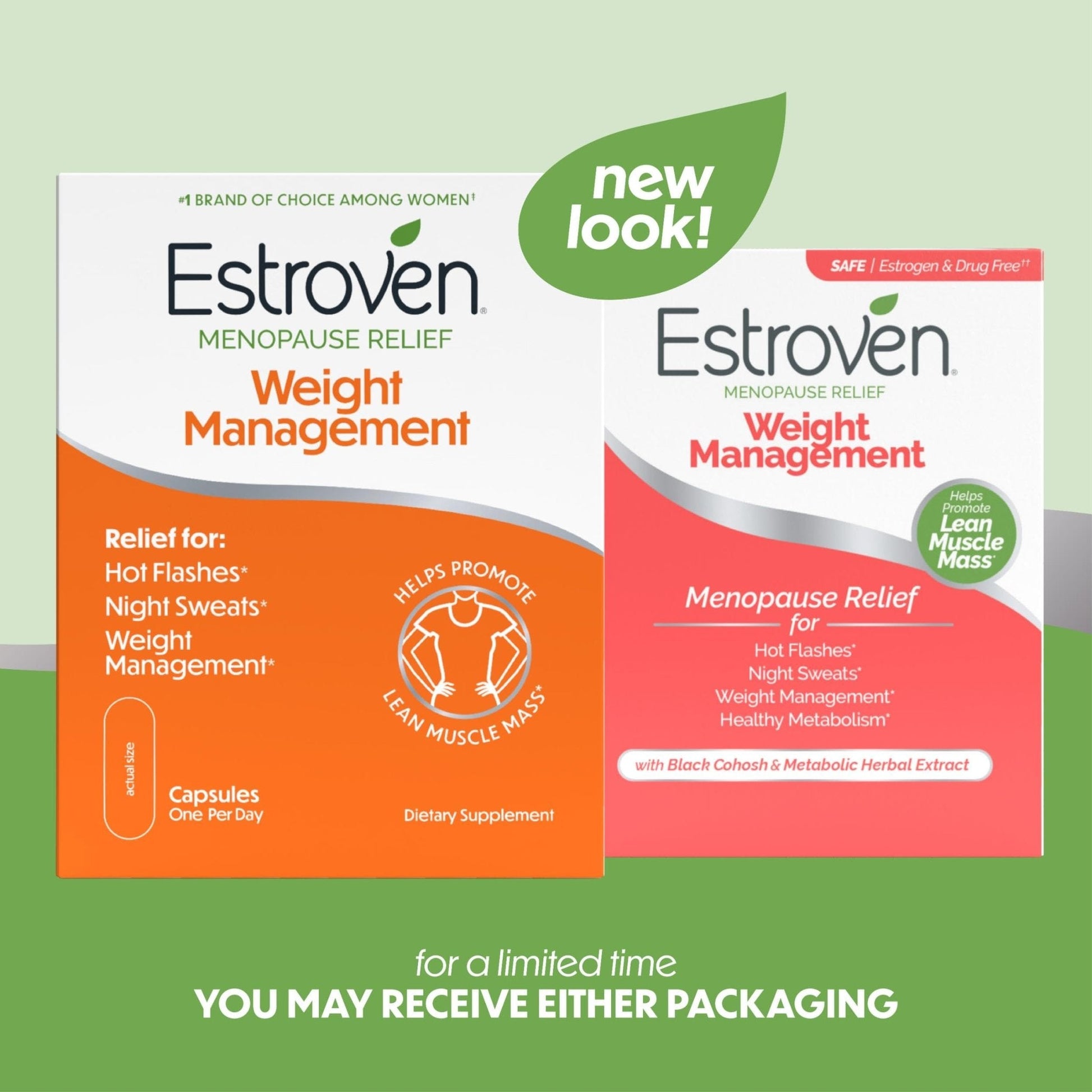 Estroven Weight Management for Menopause Relief - 30 Ct. - Clinically Proven Ingredients Help Manage Weight, Provide Night Sweats & Hot Flash Relief* Drug-Free & Gluten-Free Caplets - Maple Wellness Supplements