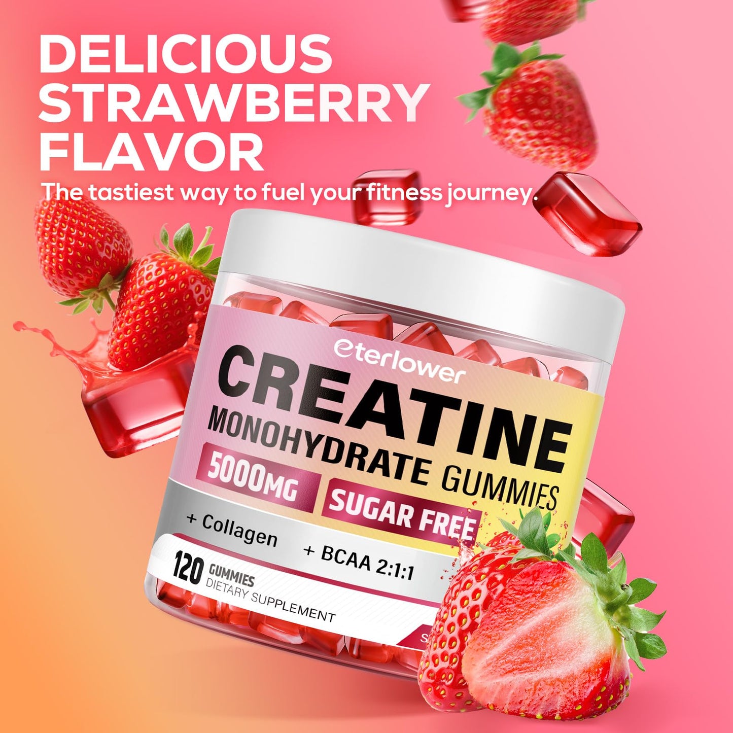 eterlower Creatine Monohydrate Gummies, 5g Creatine Gummies for Women & Men.Pre-Workout & Muscle Growth Support, - Maple Wellness Supplements