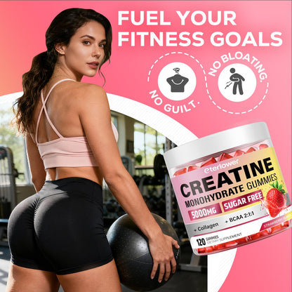 eterlower Creatine Monohydrate Gummies, 5g Creatine Gummies for Women & Men.Pre-Workout & Muscle Growth Support, - Maple Wellness Supplements