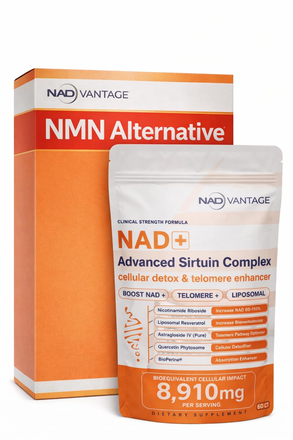 Eternaroot NAD+ 5D Matrix - High Potency NAD Precursor - 1000mg Nicotinamide Riboside (NR) + Liposomal Resveratrol - Clean Vegan Formula - Cellular Energy & Immune Support - Maple Wellness Supplements