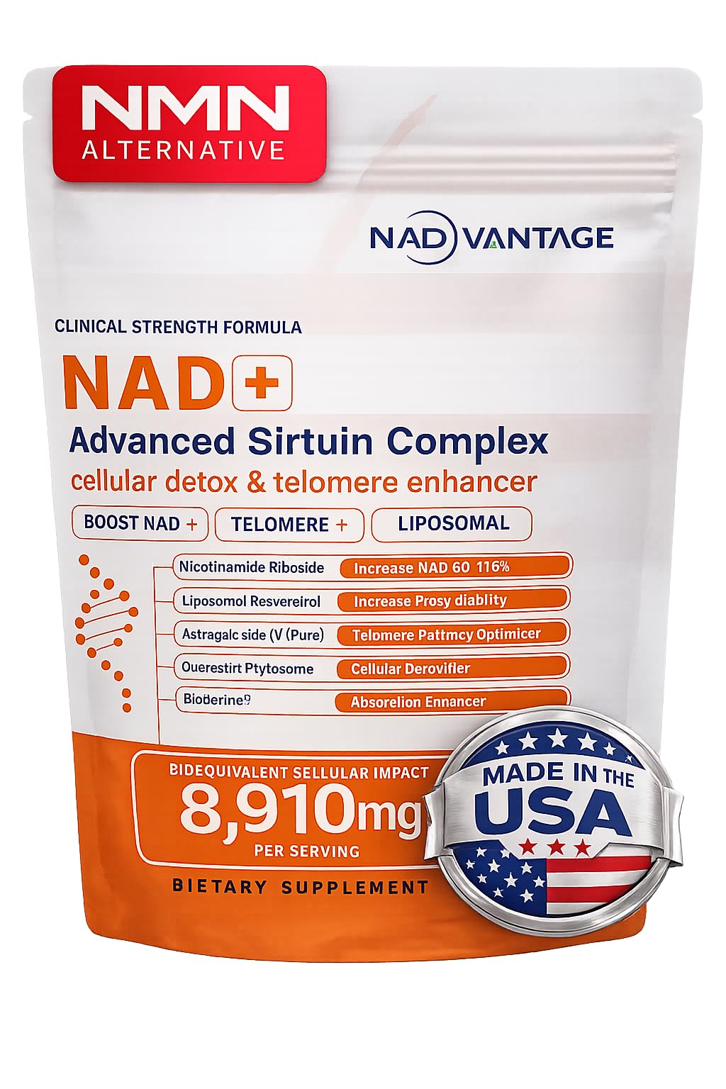 Eternaroot NAD+ 5D Matrix - High Potency NAD Precursor - 1000mg Nicotinamide Riboside (NR) + Liposomal Resveratrol - Clean Vegan Formula - Cellular Energy & Immune Support - Maple Wellness Supplements