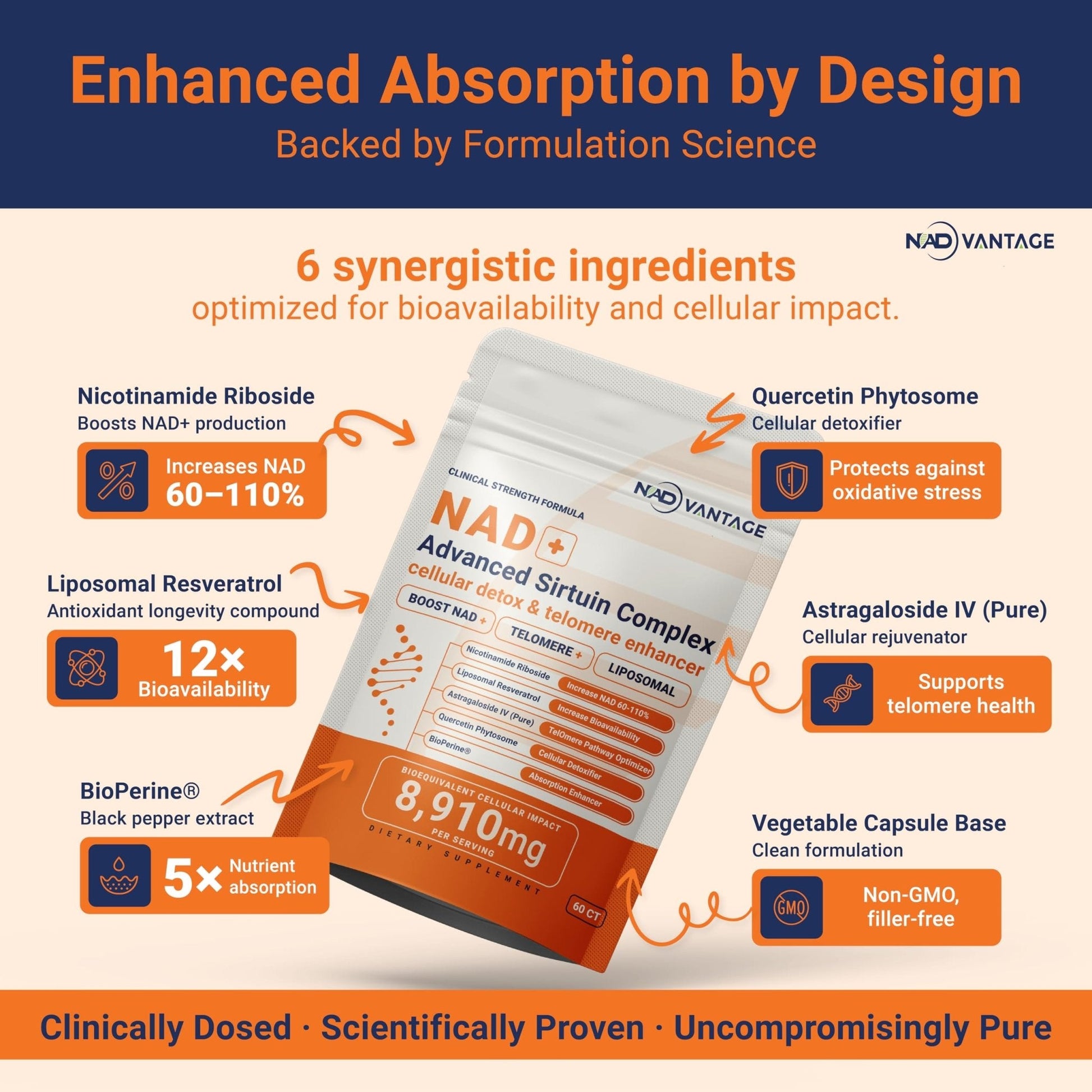 Eternaroot NAD+ 5D Matrix - High Potency NAD Precursor - 1000mg Nicotinamide Riboside (NR) + Liposomal Resveratrol - Clean Vegan Formula - Cellular Energy & Immune Support - Maple Wellness Supplements