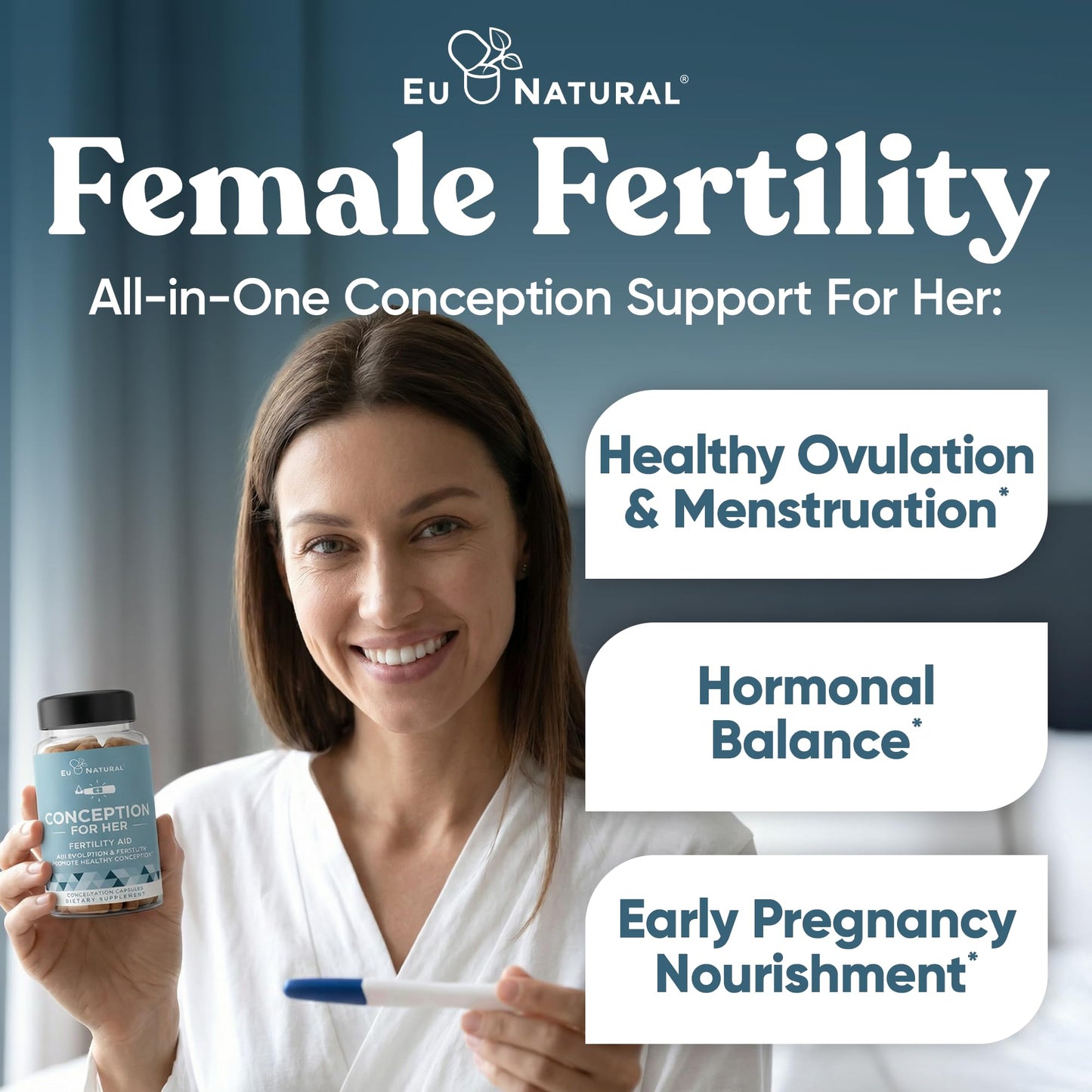 Eu Natural Conception for Her Fertility Supplements for Women - Ovulation, Hormonal Balance & Regular Cycle Support - Myo-Inositol, Folate, Folic Acid & Vitex - 60 Vegetarian Capsules - Maple Wellness Supplements