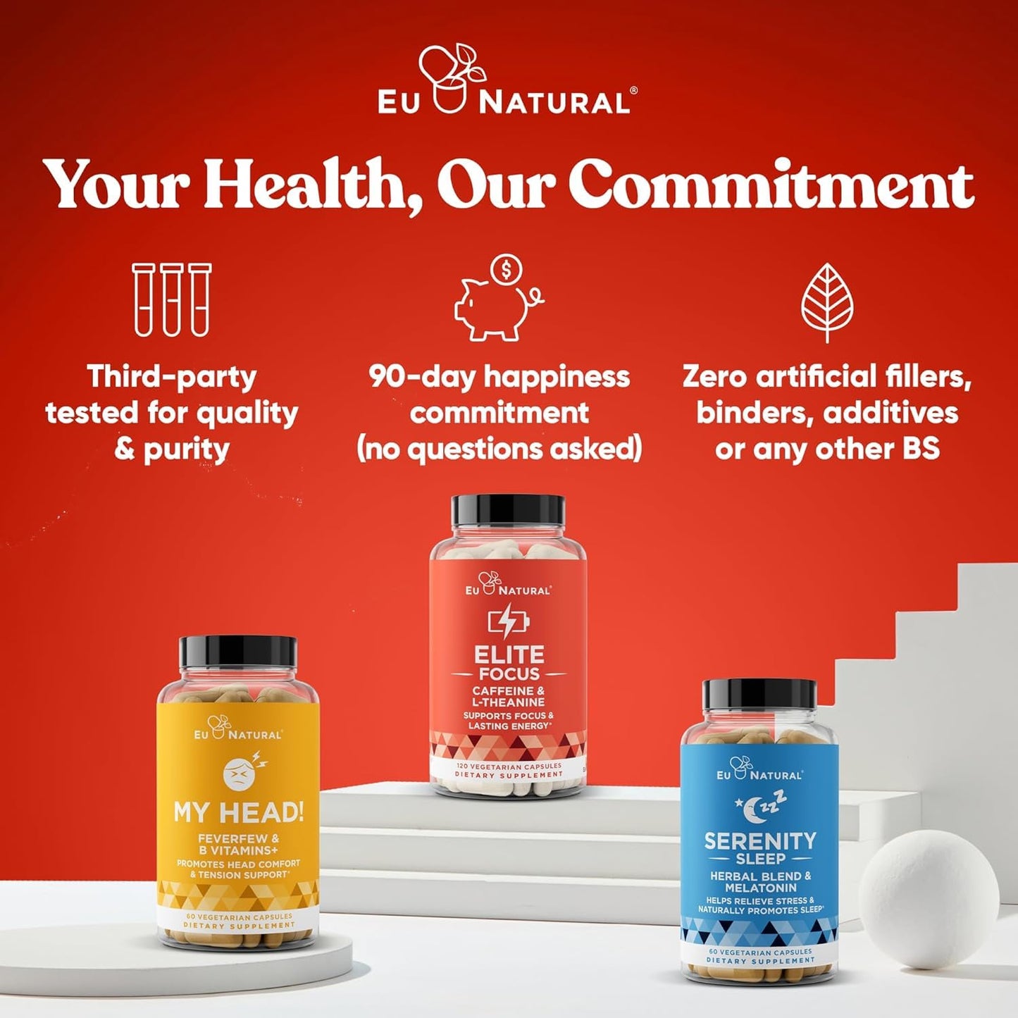 Eu Natural Elite Caffeine Pills with L-Theanine - 100mg Caffeine + 200mg L-Theanine - Jitter-Free Focused Energy & Clean Nootropic Stack - 240 Soft Capsules - Maple Wellness Supplements