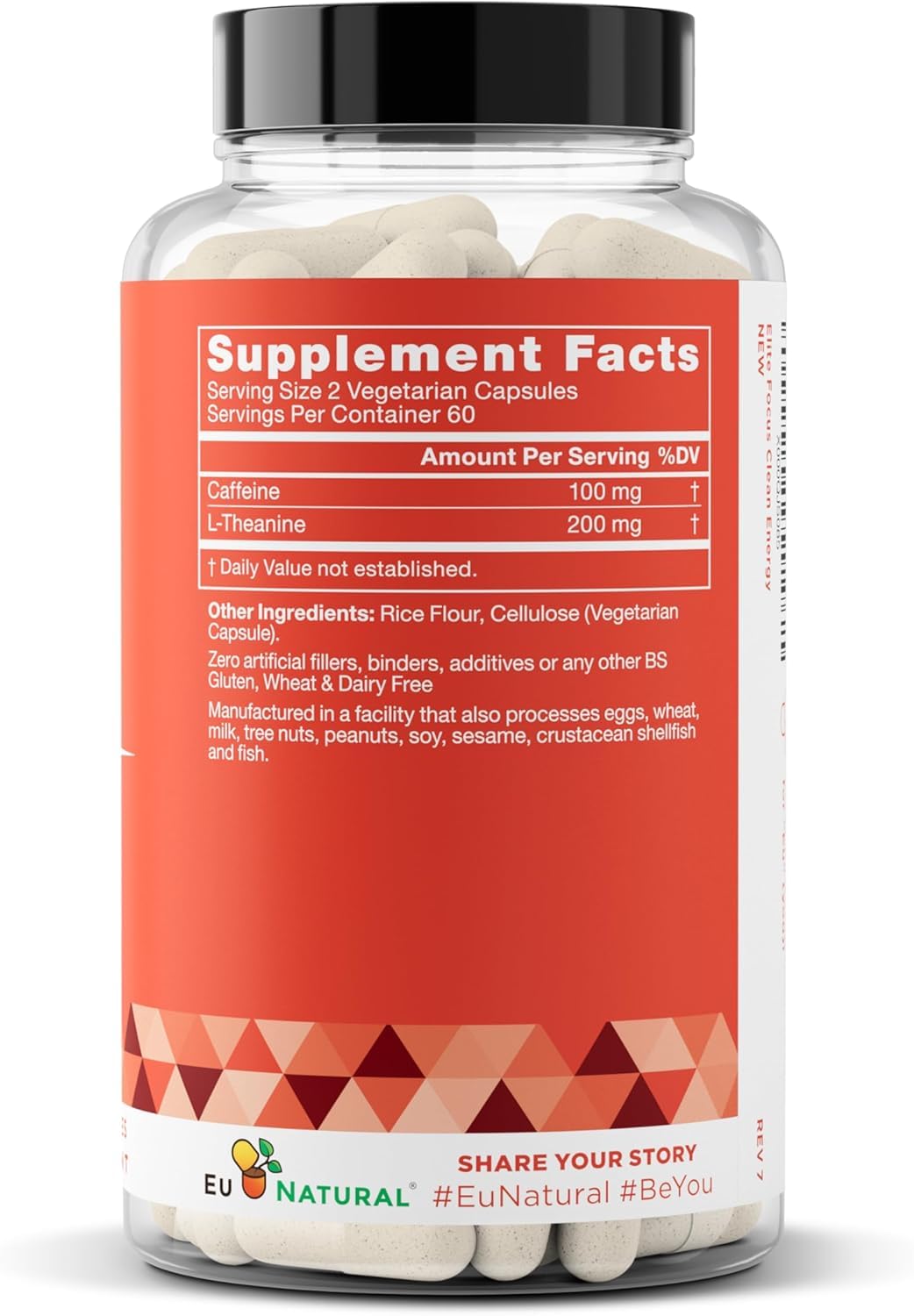 Eu Natural Elite Caffeine Pills with L-Theanine - 100mg Caffeine + 200mg L-Theanine - Jitter-Free Focused Energy & Clean Nootropic Stack - 240 Soft Capsules - Maple Wellness Supplements
