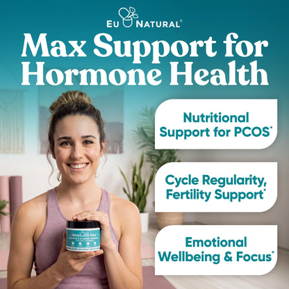 Eu Natural Regulate MAX Myo-Inositol & D-Chiro Inositol Supplement Powder for Women with Vitamin D & Folate Nutritional Support, Hormone Balance & Fertility Support, Unflavored 60 Servings - Maple Wellness Supplements