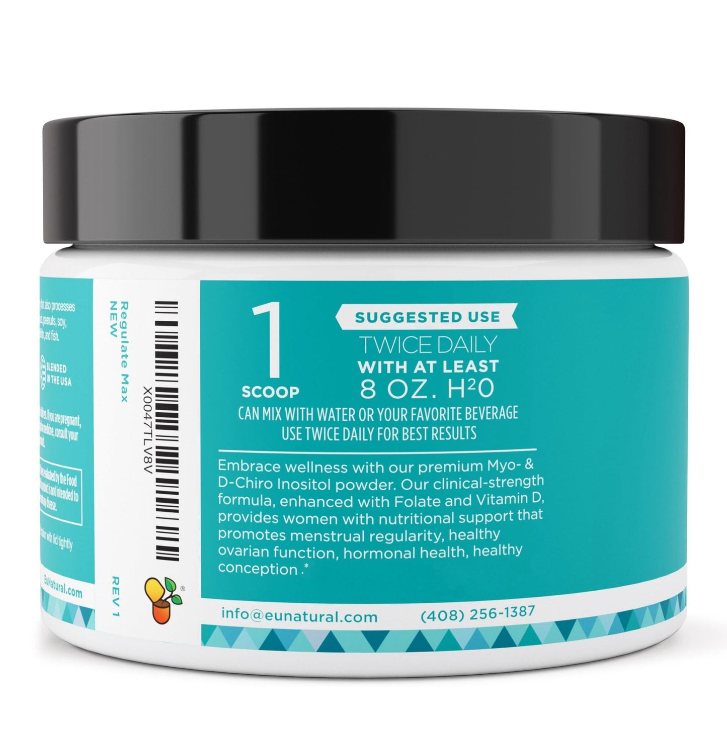 Eu Natural Regulate MAX Myo-Inositol & D-Chiro Inositol Supplement Powder for Women with Vitamin D & Folate Nutritional Support, Hormone Balance & Fertility Support, Unflavored 60 Servings - Maple Wellness Supplements