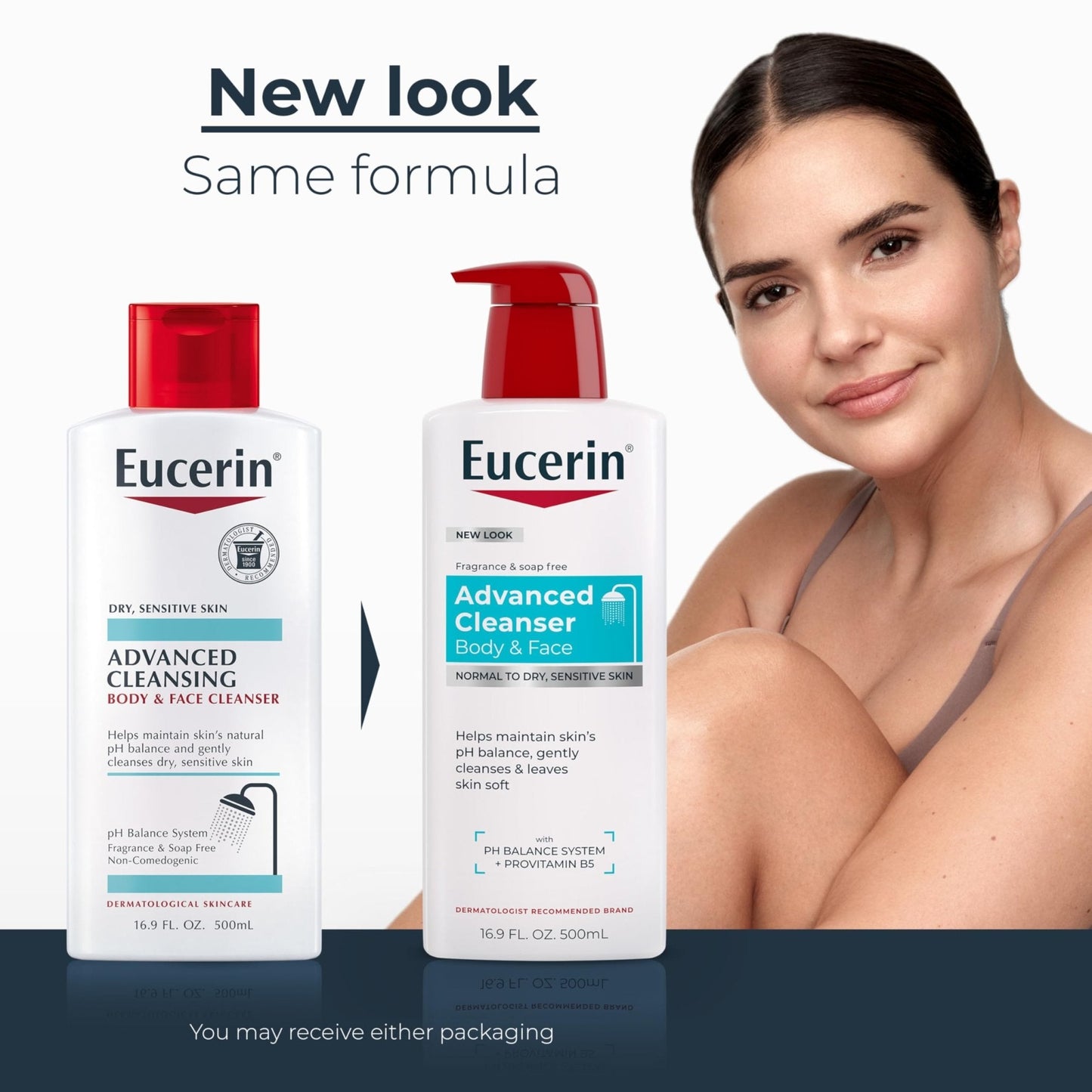 Eucerin Advanced Cleansing Body & Face Cleanser - Fragrance & Soap Free for Dry, Sensitive Skin - 16.9 fl. oz Bottle - Maple Wellness Supplements