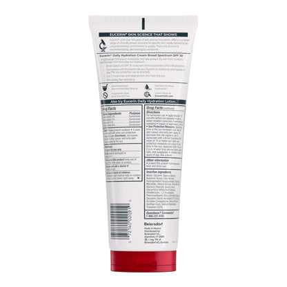 Eucerin Daily Hydration Broad Spectrum SPF 30 Sunscreen Body Cream for Dry Skin, Fragrance Free Sunscreen Moisturizer, 8 Oz Tube - Maple Wellness Supplements