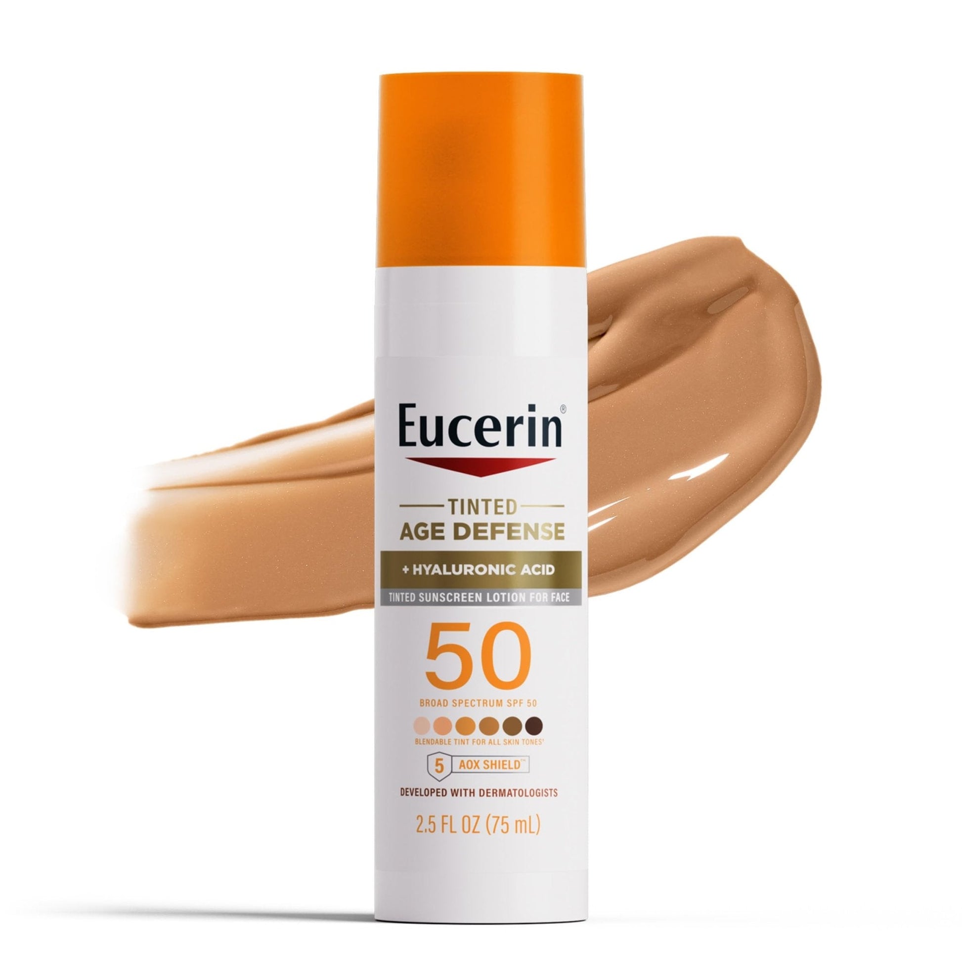 Eucerin Sun Tinted Age Defense Face Sunscreen Lotion SPF 50 with Hyaluronic Acid - Maple Wellness Supplements
