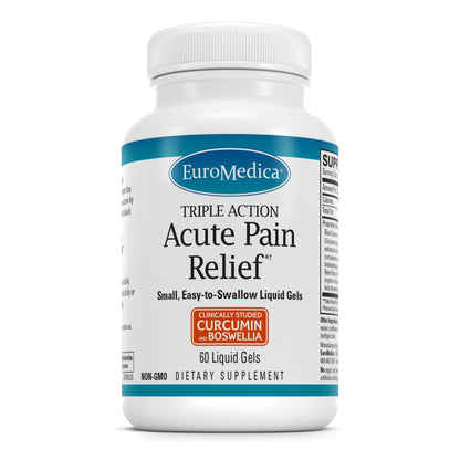 EuroMedica Acute Pain Relief - Dietary Supplement with BCM-95 Curcumin & BOS-10 Boswellia - Black Sesame Seed Oil Supplement to Support Relief of Occasional Discomfort - 60 Liquid Gels - Maple Wellness Supplements