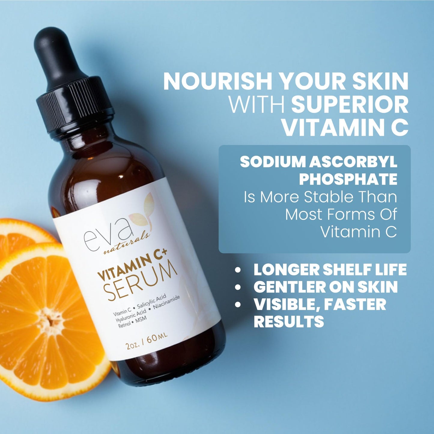 Eva Naturals Vitamin C Serum for Face – Anti Aging Dark Spot Remover & Corrector with Retinol, Hyaluronic Acid - Maple Wellness Supplements