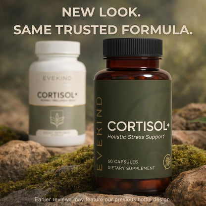 EVEKIND Cortisol Manager + Women’s Stress Relief & Hormone Balance Supplement – Adrenal Support for Mood, Focus & Energy – KSM-66® Ashwagandha, Rhodiola, L-Theanine – Vegan, Non-GMO, 60 Capsules - Maple Wellness Supplements
