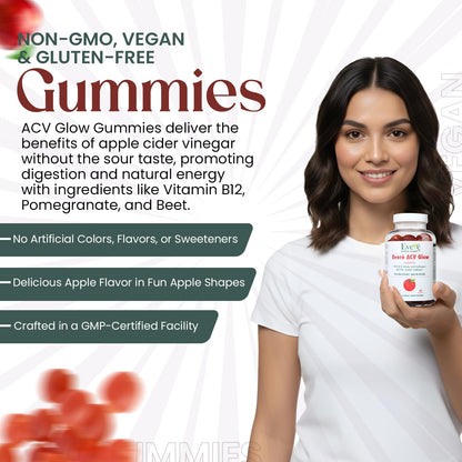 Everé ACV Glow Gummies – Apple Cider Vinegar with B12, B6, Iodine, Folate, Beetroot & Pomegranate – Daily Wellness Support for Energy & Balance - Maple Wellness Supplements