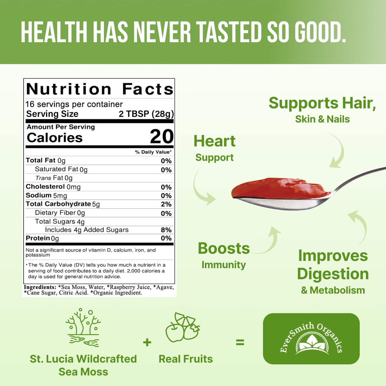 EverSmith Organics - Wildcrafted Irish Sea Moss Gel | Made in USA | Rich in Vitamins - Maple Wellness Supplements