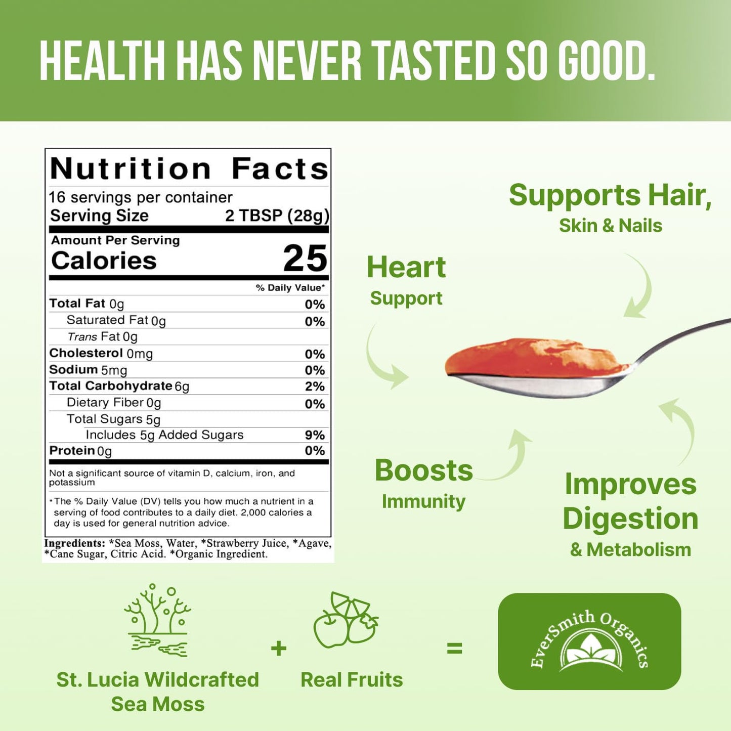 EverSmith Organics - Wildcrafted Irish Sea Moss Gel | Made in USA | Rich in Vitamins - Maple Wellness Supplements