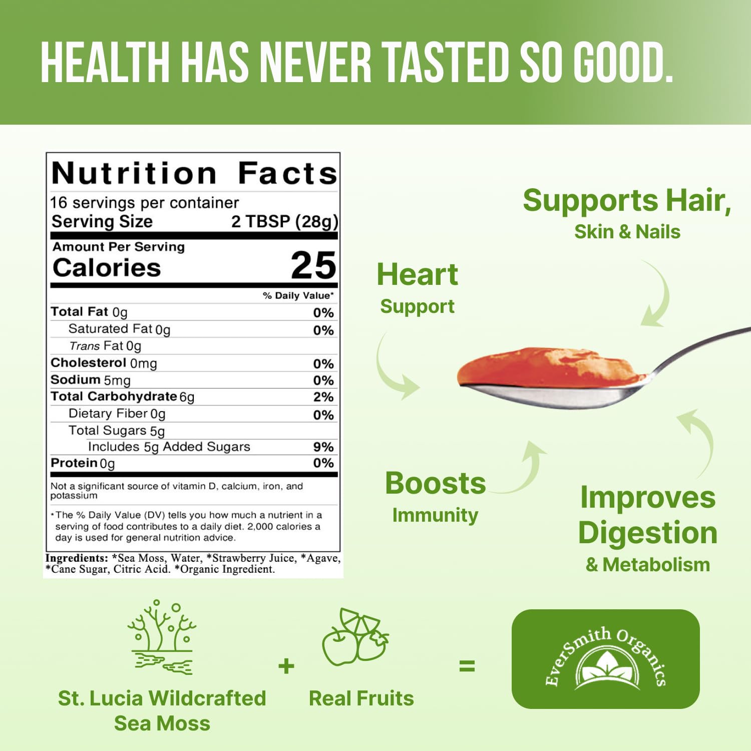 EverSmith Organics - Wildcrafted Irish Sea Moss Gel | Made in USA | Rich in Vitamins - Maple Wellness Supplements