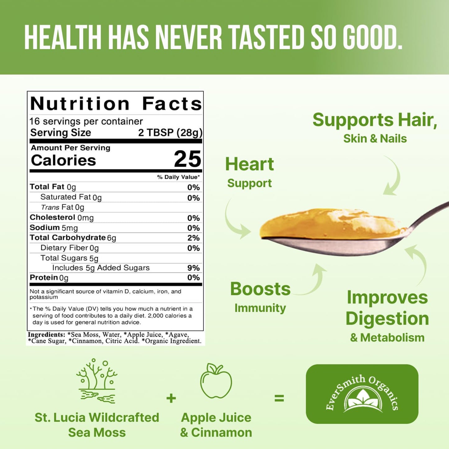 EverSmith Organics - Wildcrafted Irish Sea Moss Gel | Made in USA | Rich in Vitamins - Maple Wellness Supplements
