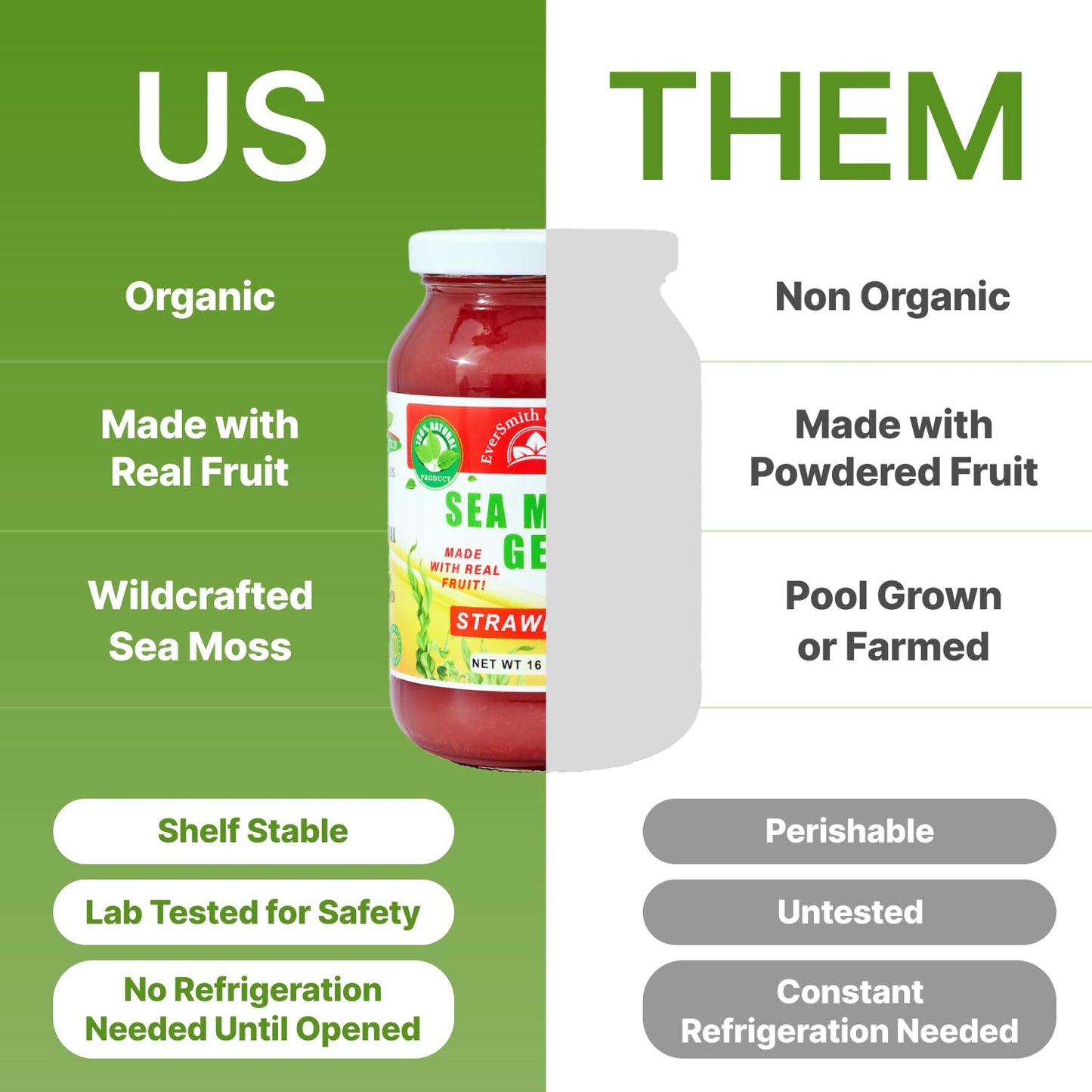 EverSmith Organics - Wildcrafted Irish Sea Moss Gel | Made in USA | Rich in Vitamins - Maple Wellness Supplements