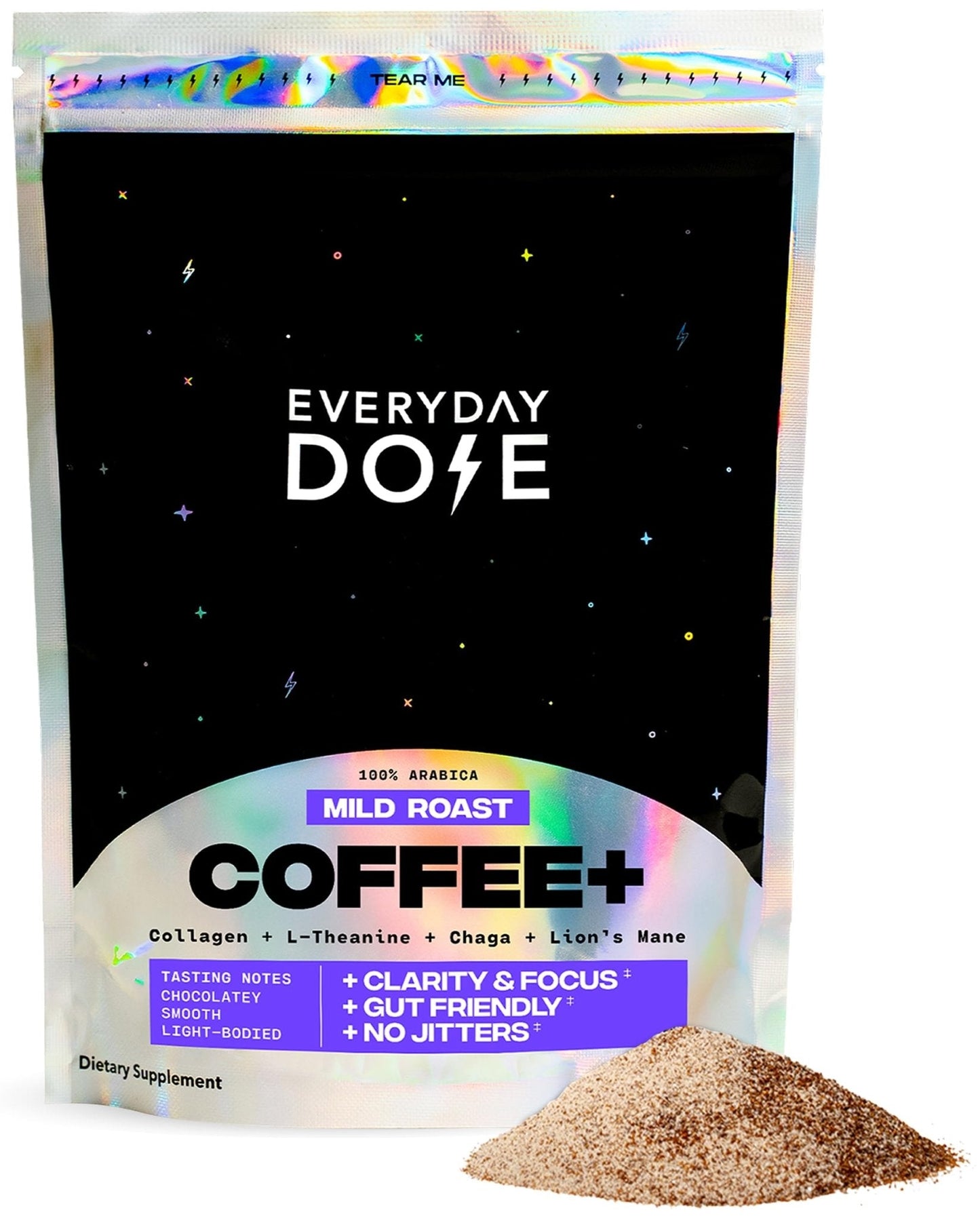Everyday Dose Premium Adaptogenic Mushroom Coffee with Grass-Fed Collagen, Chaga, Lions Mane & L-Theanine for Better Focus, Energy, Digestion, Skin, and Immunity 30 Servings - Maple Wellness Supplements
