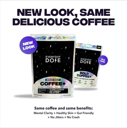 Everyday Dose Premium Adaptogenic Mushroom Coffee with Grass-Fed Collagen, Chaga, Lions Mane & L-Theanine for Better Focus, Energy, Digestion, Skin, and Immunity 30 Servings - Maple Wellness Supplements