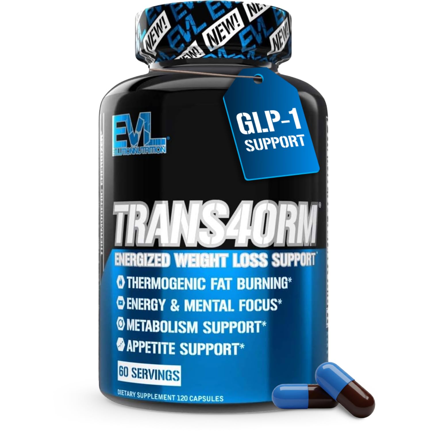 EVL Thermogenic Fat Burner Support - Fast Acting Weight Loss Energy and Appetite Support - Trans4orm Green Tea Supplement - Maple Wellness Supplements