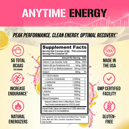 Evlution EVL BCAAs Amino Acids Powder - BCAA Energy Pre Workout Powder for Muscle Recovery Lean Growth and Endurance - Rehydrating Post Workout Recovery - Maple Wellness Supplements