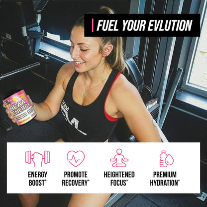 Evlution EVL BCAAs Amino Acids Powder - BCAA Energy Pre Workout Powder for Muscle Recovery Lean Growth and Endurance - Rehydrating Post Workout Recovery - Maple Wellness Supplements