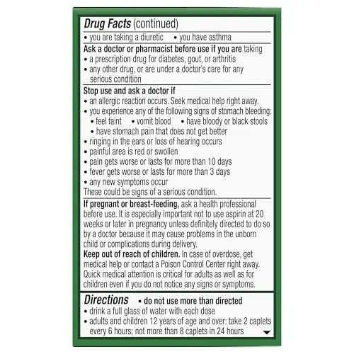 Excedrin Extra Strength Caplets for Headache Pain Relief, Acetaminophen 250mg, Aspirin 250mg, Caffeine 65mg, Pain Reliever, 24 count - Maple Wellness Supplements