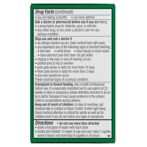 Excedrin Extra Strength Caplets for Headache Pain Relief, Acetaminophen 250mg, Aspirin 250mg, Caffeine 65mg, Pain Reliever, 24 count - Maple Wellness Supplements