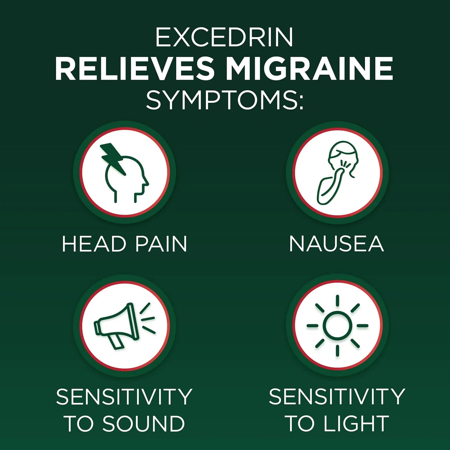 Excedrin Migraine Relief Caplets for Migraine Symptoms, Acetaminophen 250mg, Aspirin 250mg, Caffeine 65mg, Pain Reliever, 100 Count - Maple Wellness Supplements