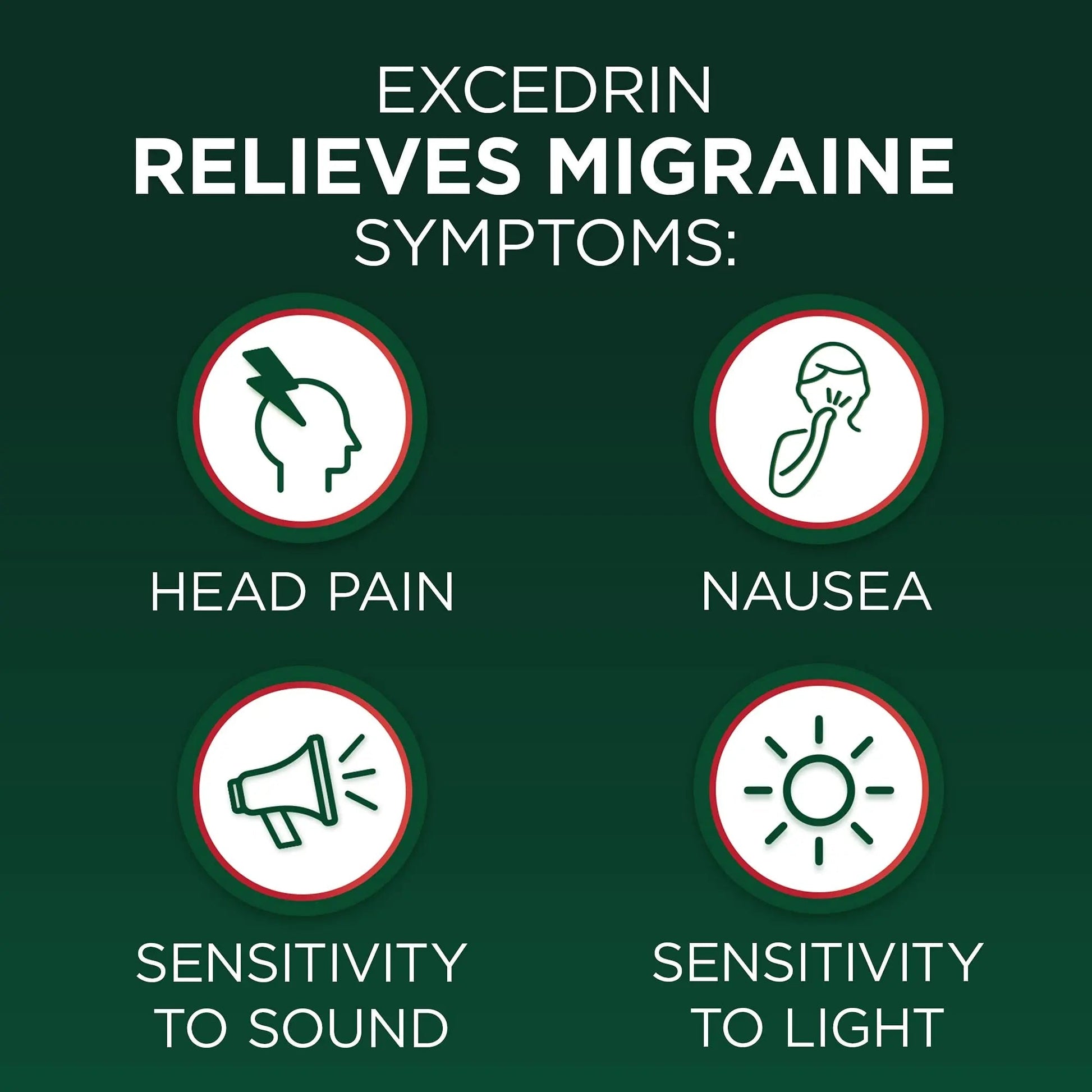 Excedrin Migraine Relief Caplets for Migraine Symptoms, Acetaminophen 250mg, Aspirin 250mg, Caffeine 65mg, Pain Reliever, 100 Count - Maple Wellness Supplements