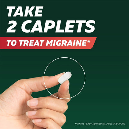 Excedrin Migraine Relief Caplets for Migraine Symptoms, Acetaminophen 250mg, Aspirin 250mg, Caffeine 65mg, Pain Reliever, 100 Count - Maple Wellness Supplements