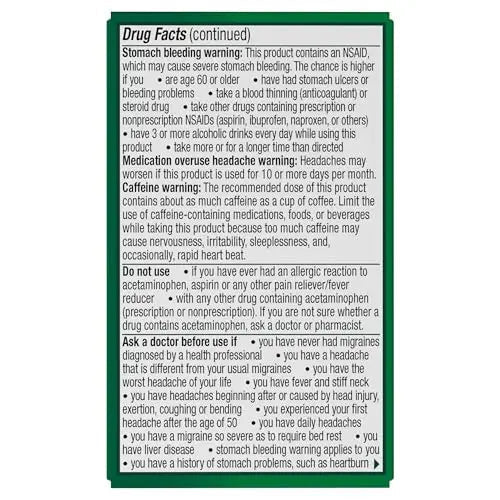 Excedrin Migraine Relief Caplets for Migraine Symptoms, Acetaminophen 250mg, Aspirin 250mg, Caffeine 65mg, Pain Reliever, 24 Count - Maple Wellness Supplements