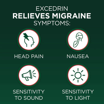 Excedrin Migraine Relief Caplets for Migraine Symptoms, Acetaminophen 250mg, Aspirin 250mg, Caffeine 65mg, Pain Reliever, 24 Count - Maple Wellness Supplements