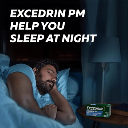 Excedrin PM for Headache Relief, Acetaminophen 250mg, Aspirin 250mg, Diphenhydramine Citrate 38mg, Pain Reliever, Nighttime Sleep-Aid, 24 Count - Maple Wellness Supplements