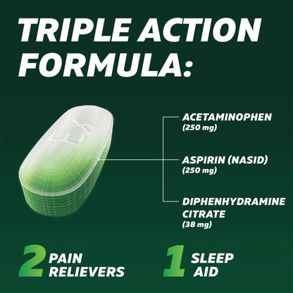 Excedrin PM for Headache Relief, Acetaminophen 250mg, Aspirin 250mg, Diphenhydramine Citrate 38mg, Pain Reliever, Nighttime Sleep-Aid, 24 Count - Maple Wellness Supplements