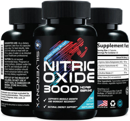 Extra Strength Nitric Oxide Booster - 3X Strength L-Arginine AKG & Citrulline Malate - Men & Women Premium Pre Workout Nitric Booster - Natural Energy & Muscle Support - Maple Wellness Supplements