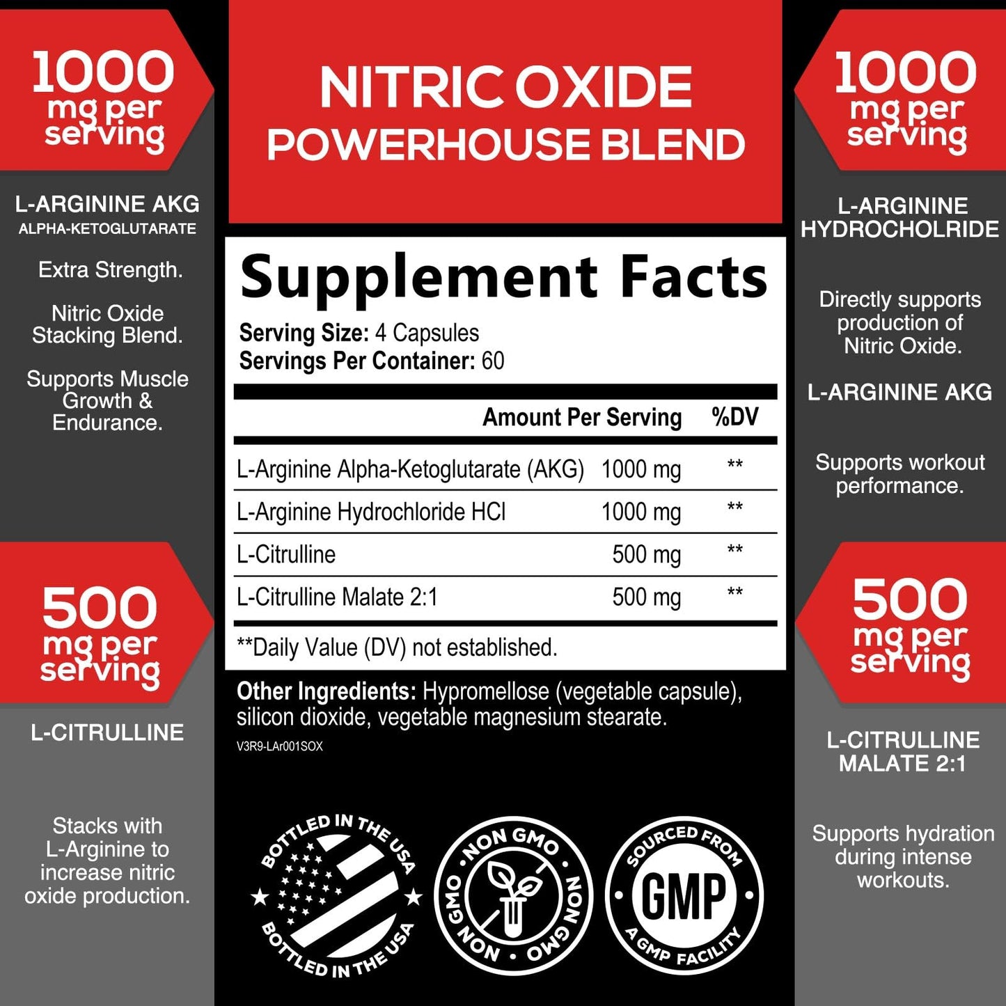 Extra Strength Nitric Oxide Booster - 3X Strength L-Arginine AKG & Citrulline Malate - Men & Women Premium Pre Workout Nitric Booster - Natural Energy & Muscle Support - Maple Wellness Supplements