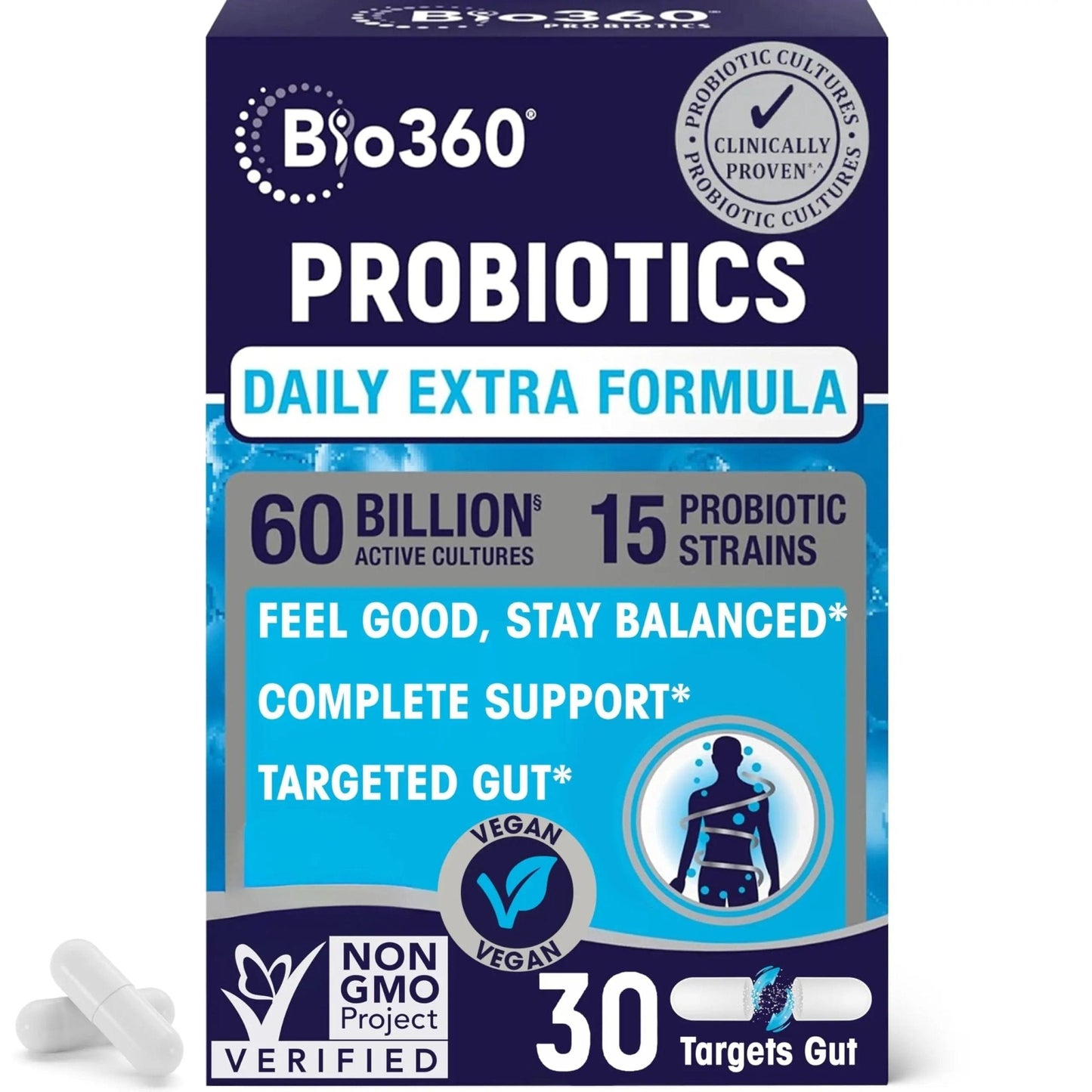 Extra Strength Probiotic for Digestive Health and Immune Support, 60 Billion CFU & 15 Strains, Gut Health Probiotics for Men and Women Supports Occasional Constipation, Diarrhea, Gas & Bloating, 30CT - Maple Wellness Supplements