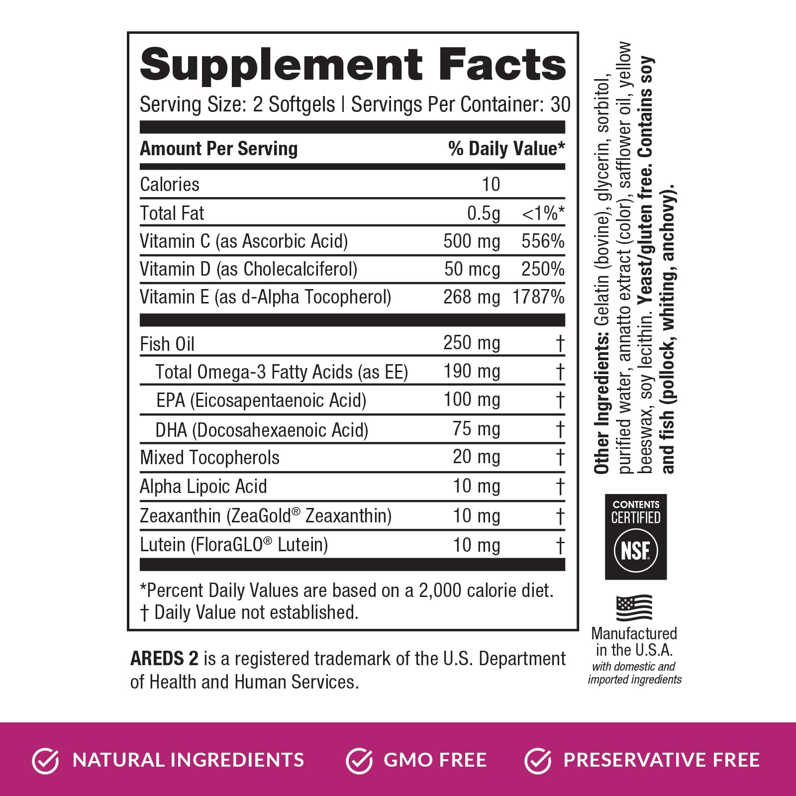 EyePromise Macular Health Eye Vitamin - 60 Softgels, 30-Day Supply - Zinc-Free Eye Health Support with Zeaxanthin, - Maple Wellness Supplements