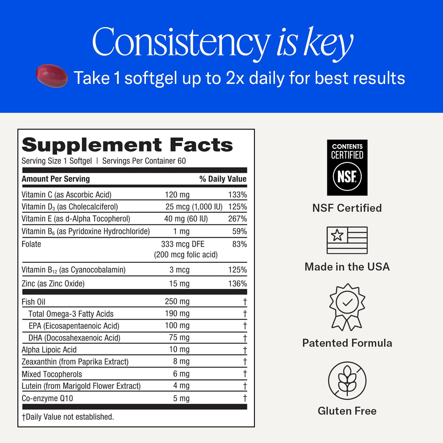 EyePromise Restore Eye Health Supplements - 60 Softgels, 30-Day Supply - Omega 3 Supplement for Aging Eyes with Lutein and Zeaxanthin, - Maple Wellness Supplements
