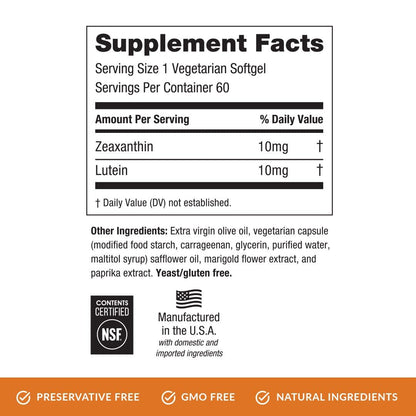 EyePromise Zeaxanthin + Lutein Eye Vitamin - 60 Softgels Capsules Made with Natural Ingredients for Diets Including Gluten Free and Vegetarian - Maple Wellness Supplements