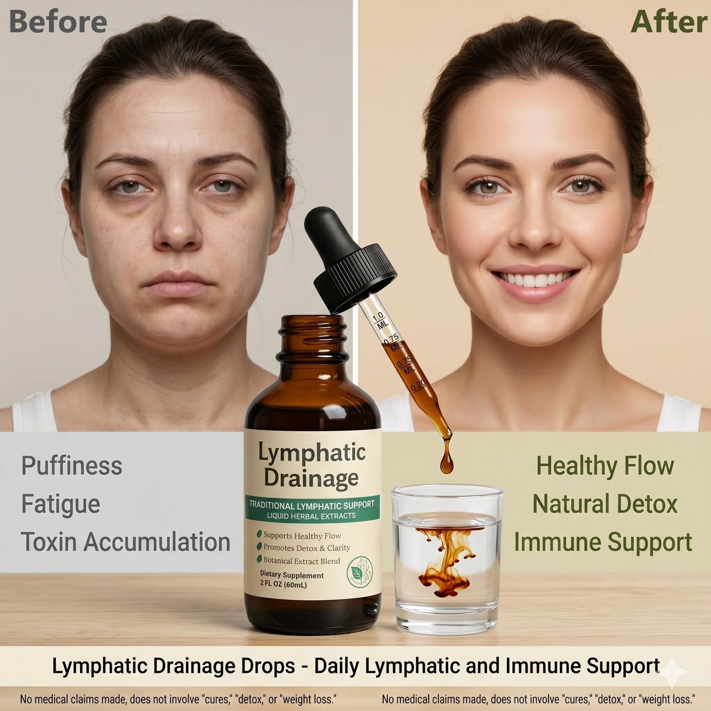 EYUTRD Lymphatic Drainage Drops,1200mg Herbal Blend with Elderberry & Echinacea Dandelion，– Supports Lymphatic Drainage, Immune System & Detox.2 fl.oz (1pcs) - Maple Wellness Supplements